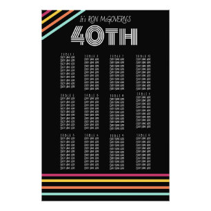 Foto Gráfico de Bancos Retro Stripe Preto e Neon 40th