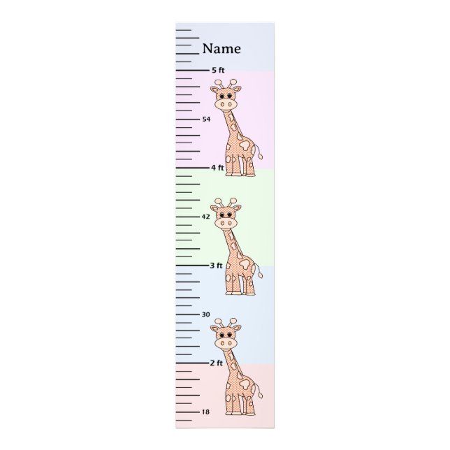 Foto Gráfico de Crescimento Girafa Fofa Pastel Adiciona (Frente)