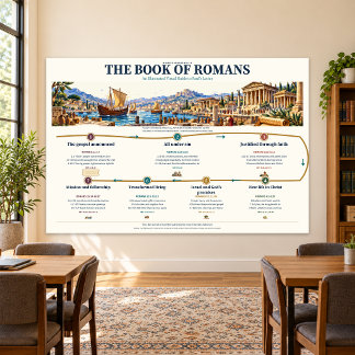 Foto Gráfico de Estudo Bíblico Romanos para Parede 54x3