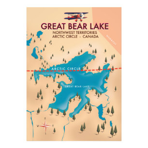 Foto Grande Lago do Urso, Canadá, arte de mapa de pôste