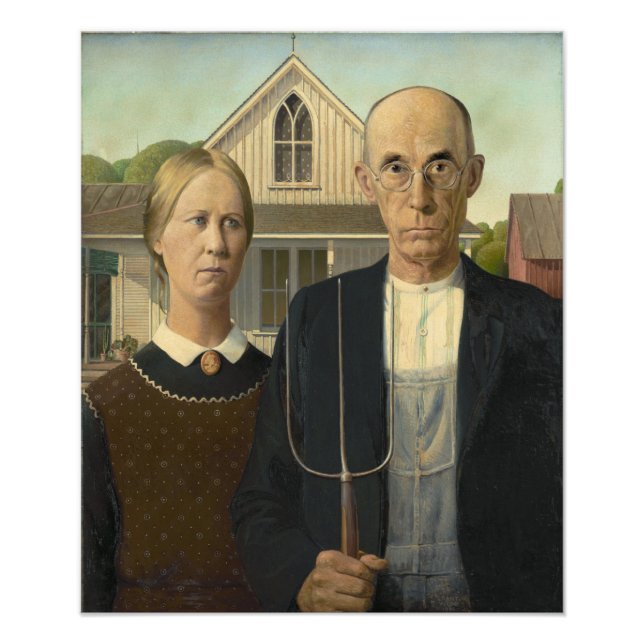 Foto Grant Wood - American Gothic (Frente)