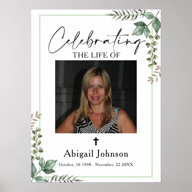 Foto Greenery Celebrando a vida Poster funerária (Frente)