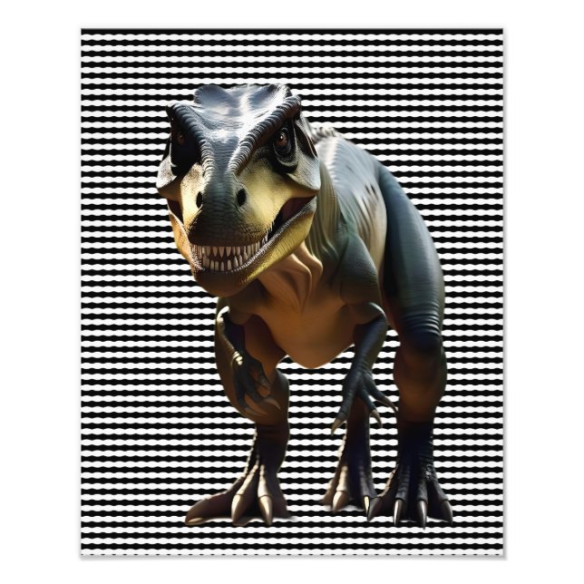 Foto **"Grin Fearsome: O T-Rex Esmirante"** (Frente)