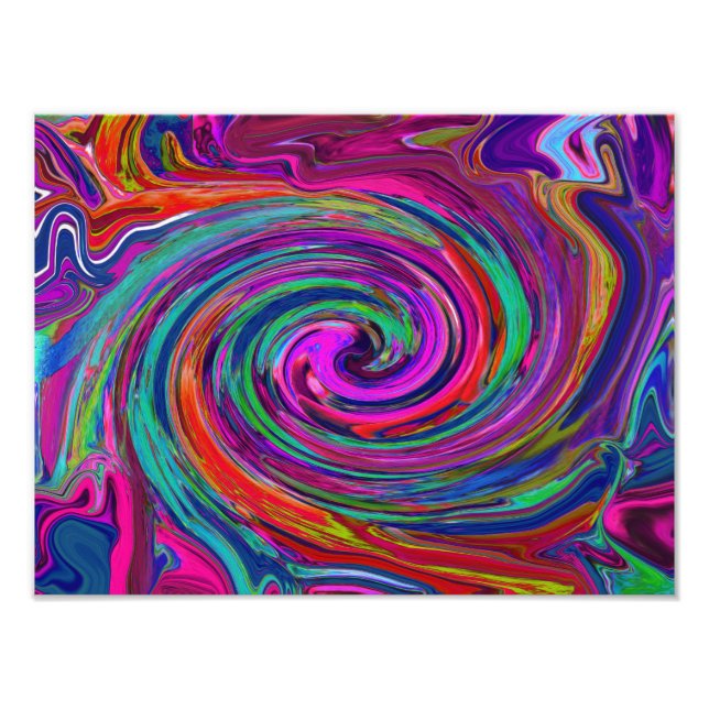 Foto Groovy Abstrato Retro Magenta Dark Rainbow Swirl (Frente)
