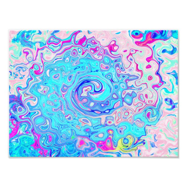 Foto Groovy Abstrato Retro Robin Ovo Blue Swirl (Frente)