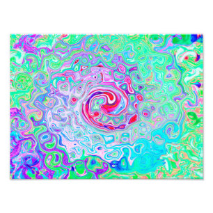 Foto Groovy Abstrato Retro Rosa e Verde Redemoinho