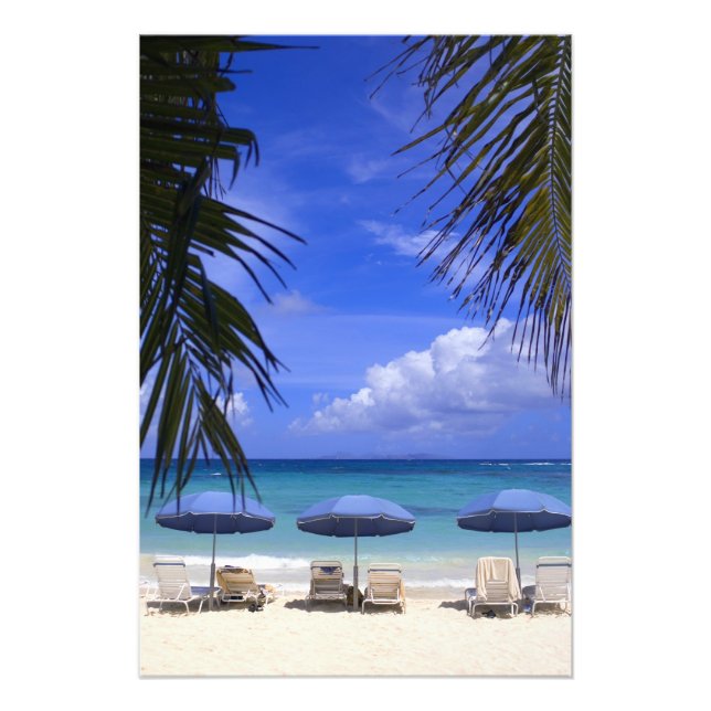 Foto guarda-chuvas na praia, Rua. Maarten, Caribe (Frente)