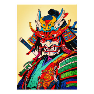 Foto Guerreiro Samurai Feroz – Colorido Bushido Japonês