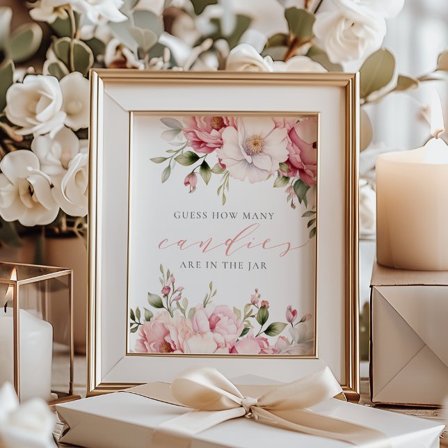 Foto Guess How Many Candies Pink Baby Shower Sign (Criador carregado)