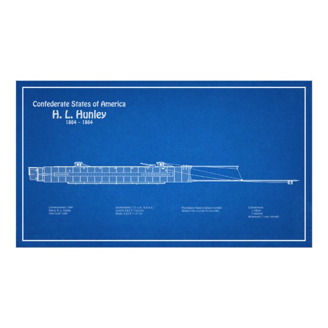 Foto H. L. Hunley - Ship Blueprint Plan ABD (Frente)