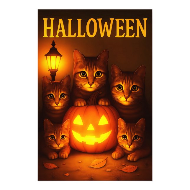 Foto Halloween com Cat Orange Digital Art (Frente)
