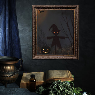 Foto Halloween Spooky Scarecrow Pumpkin