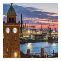 Hamburgo, Alemanha, visão panorâmica no crepúsculo