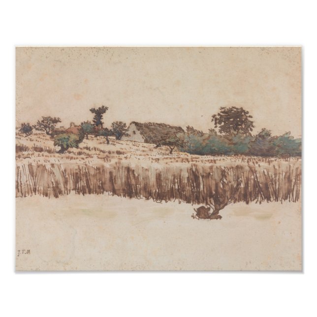 Foto Hamlet em um Campo de Trigo | Jean-Francois Millet (Frente)