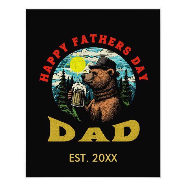 Foto Happy Father's Day Dad Beer Mug Outdoorsman Bear  (Frente)