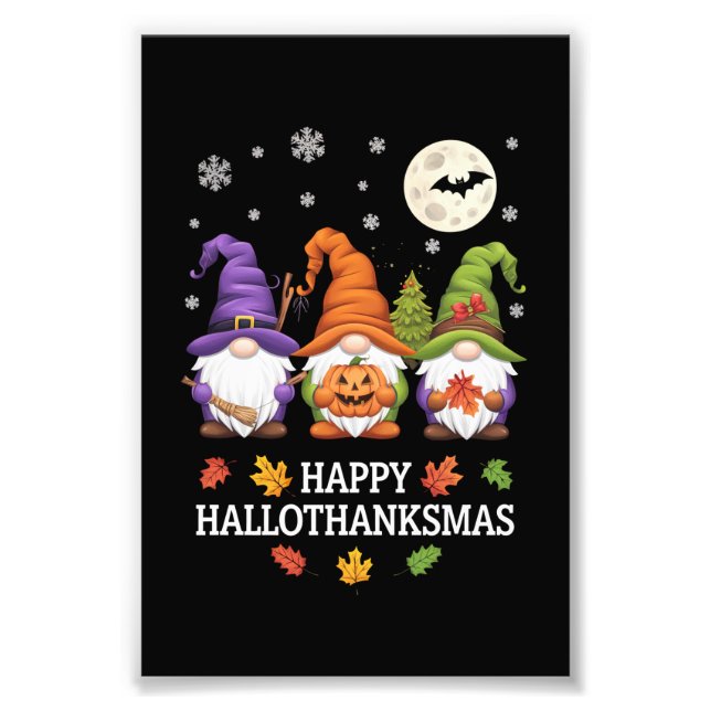 Foto Happy Hallothanksmas Gnomos Lover Halloween Xmas (Frente)