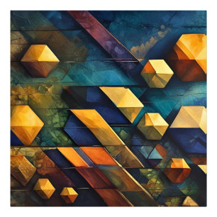 Foto Harmonia Geométrica: Cubos Abstratos em Dourado e 