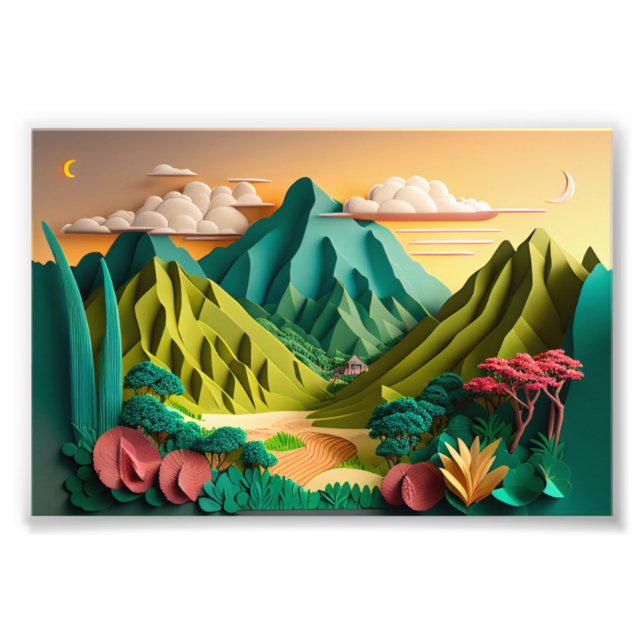 Foto Havaí, Arte Havaiana, Estilo de Arte em Papel 3D,  (Frente)