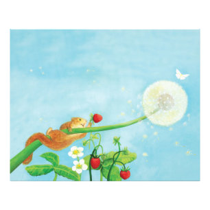 Foto Hazel Dormouse, morangos selvagens e cascas de dan