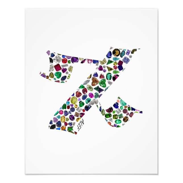 Foto Hebraico - Letra ALEF feita com Gemstones (Frente)