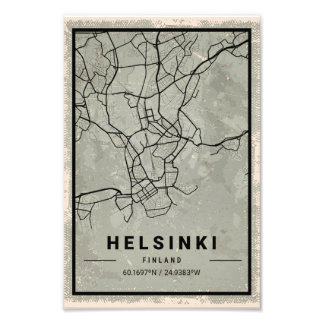 Foto Helsinki finland map print poster canvas