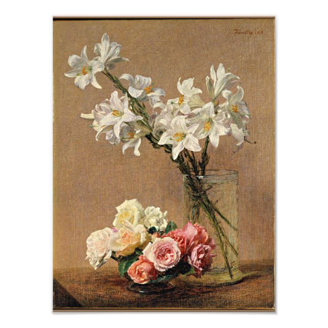 Foto Henri Fantin-Latour - Rosas e lírios (Frente)