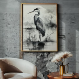 Foto Heron Ink Painting