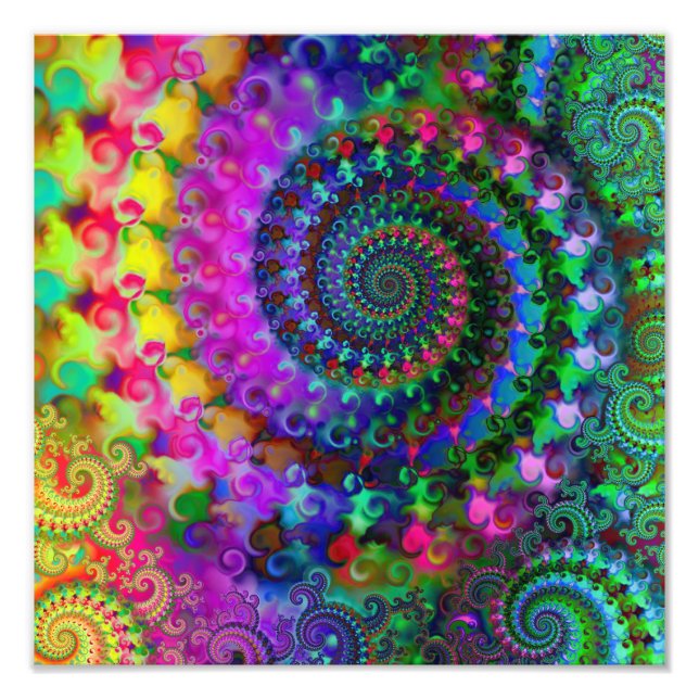 Foto Hippy Rainbow Fractal Pattern Poster (Frente)