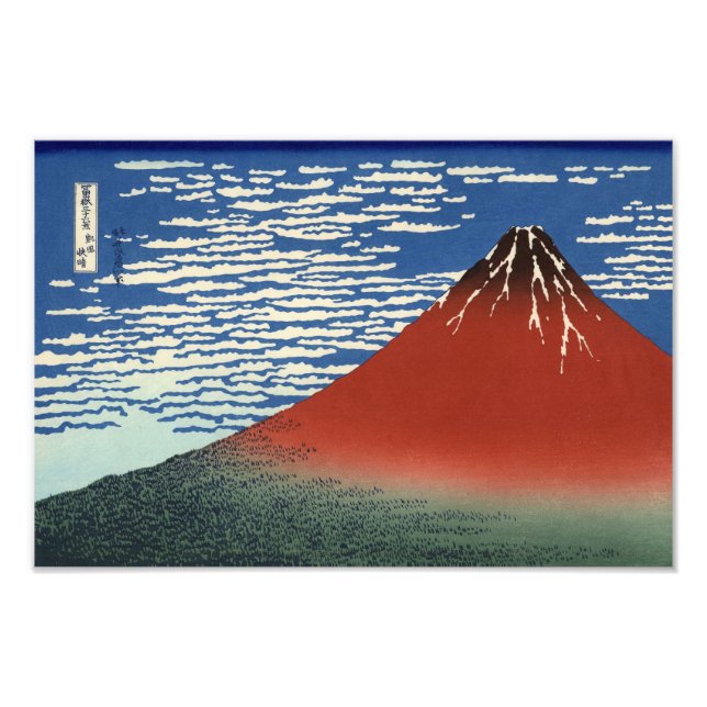 Foto Hokusai South Wind Clear Sky Red Fuji Impressão (Frente)