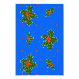 Foto Holly (Ilex) Motif de Natal em Fundo Azul