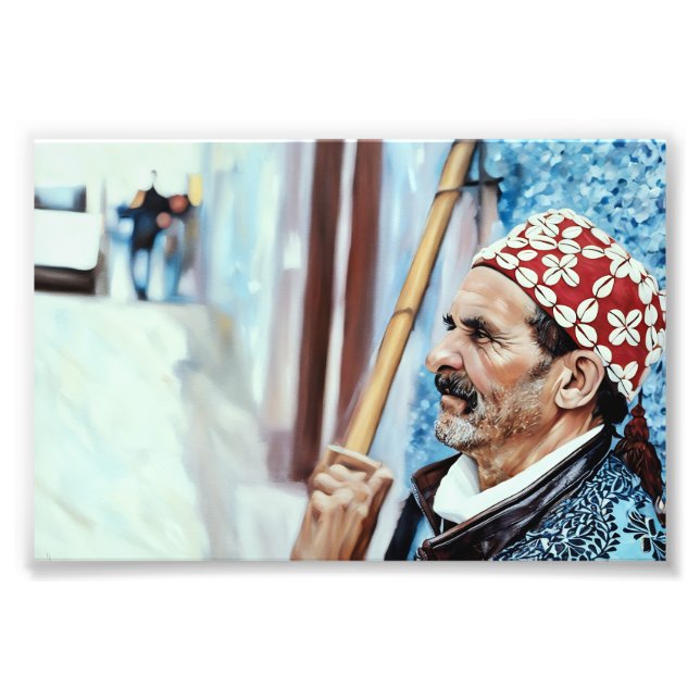 Foto Homem Idoso em Pau de Carregando Tradicional (Frente)