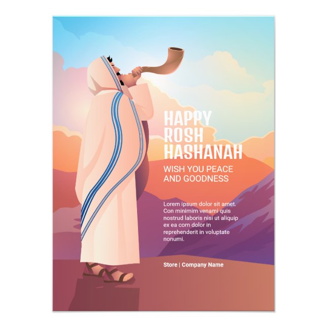 Foto Homem Judeu soprando o Chifre de Shfar Ram (Frente)