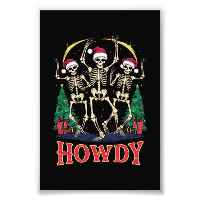 Foto Howdy Dancing Skeleton Engraçado Feriado de Natal (Frente)