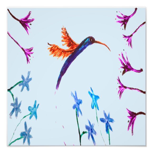 Foto Hummingbird Flores Arte Floral das Aves (Frente)
