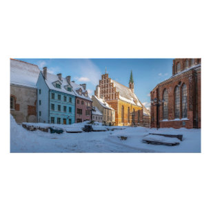 Foto Igreja de Peter no inverno em Riga, Letónia