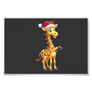 Foto Iluminação de Natal Girafa Engraçado Santa Girafa