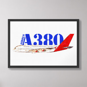Foto Ilustração Airbus A380 com Design de Cauda Vermelh