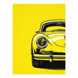 Foto Ilustração Amarela de Arte Pop da Frente de Carro