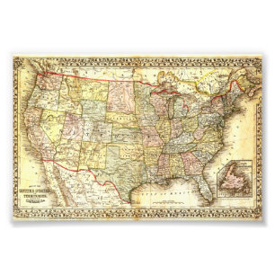 Foto Ilustração Antiga do Mapa dos Estados Unidos