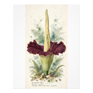 Foto Ilustração Botânica de Titã Arum Vintage em Madeir