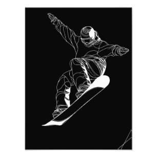 Foto Ilustração de arte linear minimalista de um snowbo