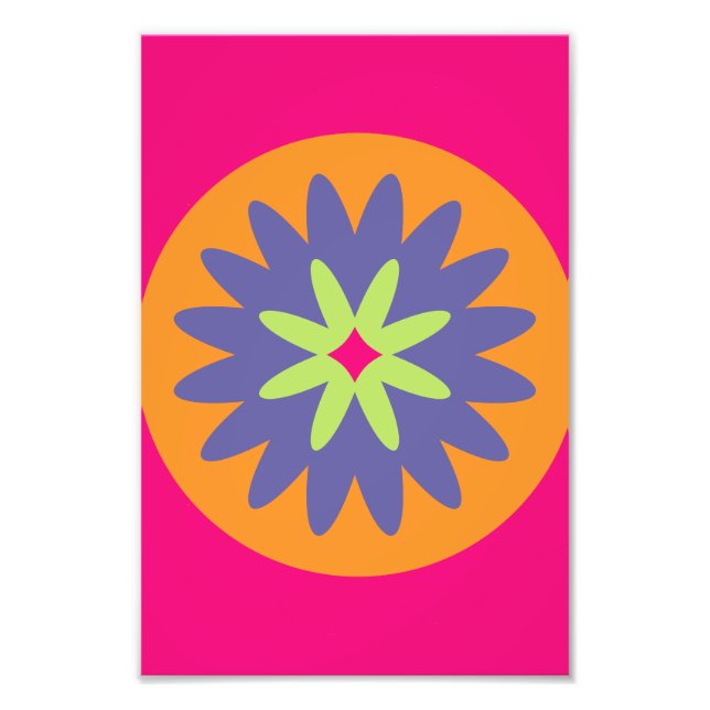 Foto ilustração de formas florais laranja e rosa (Frente)