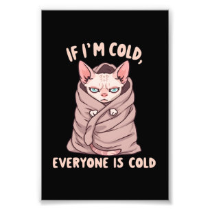 Foto Ilustração de Humor Frio de Gato Sphynx Mal-humora