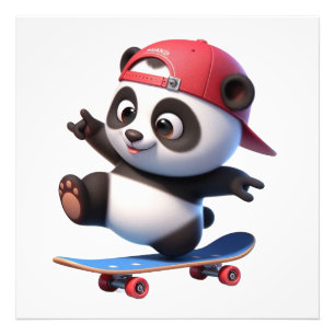 Foto Ilustração de Panda Fofinho de Skate
