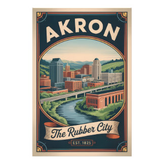 Foto Ilustração de Poster de Viagem Retro de Akron Ohio
