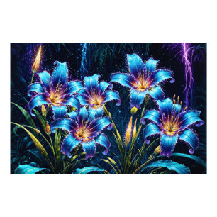Foto Ilustração do jardim noturno de flores bioluminesc