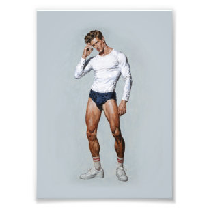 Foto Ilustração Masculina Atlética Retro – Fitness Vint