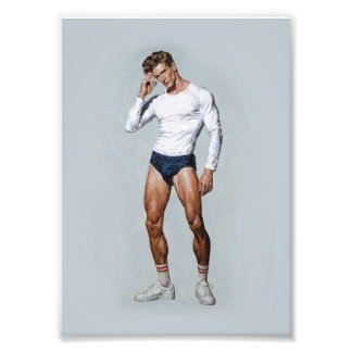 Foto Ilustração Masculina Atlética Retro – Fitness Vint