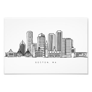 Foto Ilustração Minimalista do Skyline da Cidade de Bos