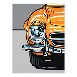 Foto Ilustração Pop Art de Carro Esportivo Laranja Retr